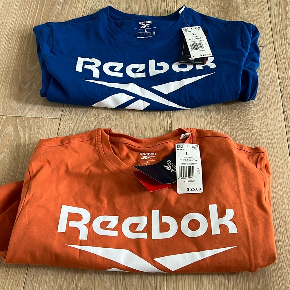 Brand new with tags Reebok short sleeve t shirts. Selling 2 for 1